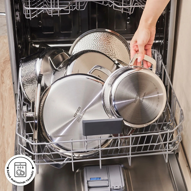 سرویس قابلمه استیل ۸ پارچه Karaca ترکیه مدل Power Steel 316+ 3Ply Voyager با کف القایی