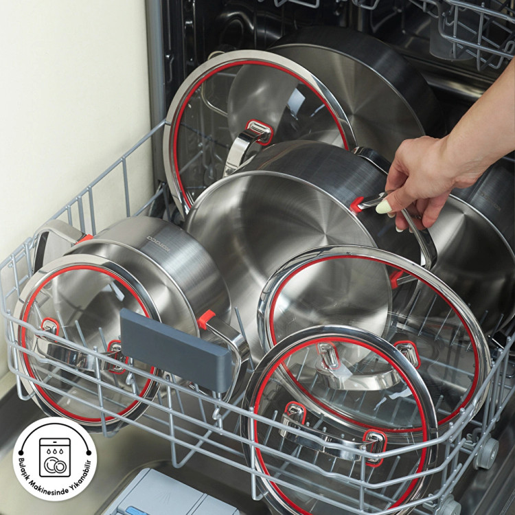 سرویس قابلمه استیل ۸ پارچه Karaca ترکیه مدل Powersteel 316+ 3Ply Artemis با کف القایی