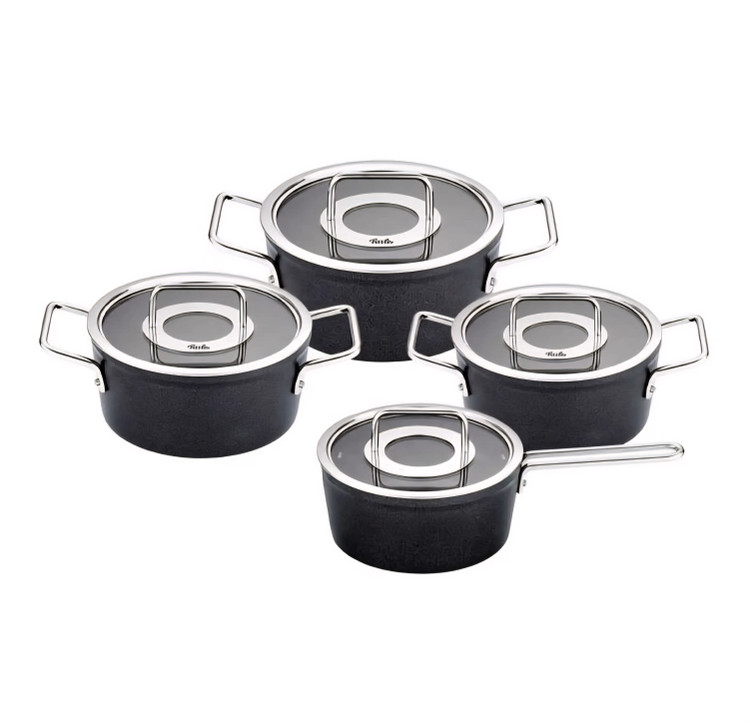سرویس قابلمه استیل ۸ پارچه برند Fissler آلمان مدل Adamant شیرجوش دار